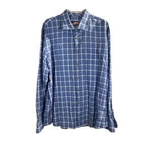 Johnnie-O Hangin Out Blue 100% Cotton‎ Button Up Summer Shirt Men's Size 2XL